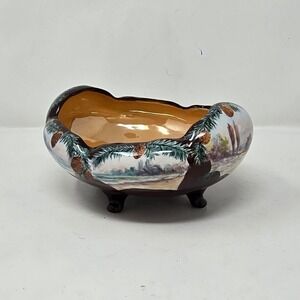 Antique vtg epiag nut bowl Czechoslovakian‎ footed porcelain c1900 hand painted